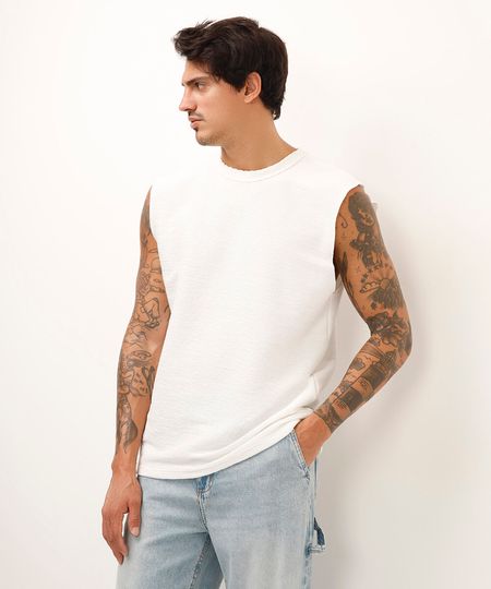 regata machão texturizada - off white M regata machão texturizada - off white M
