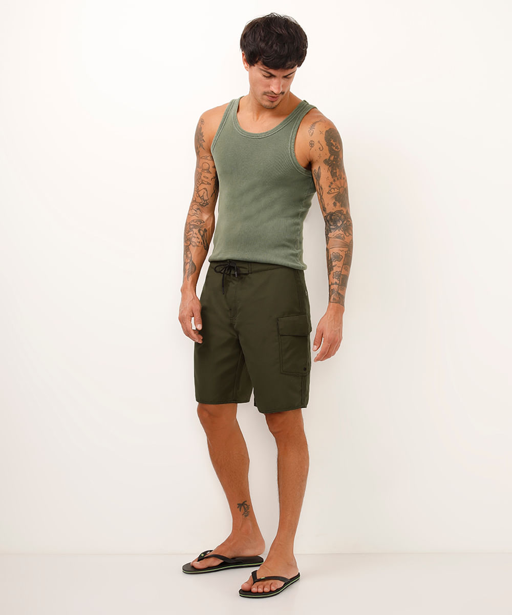 short boardshort cargo verde