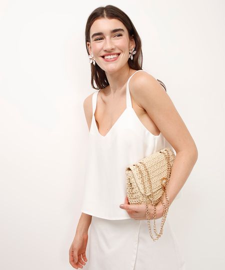 regata de viscose decote v off white PP