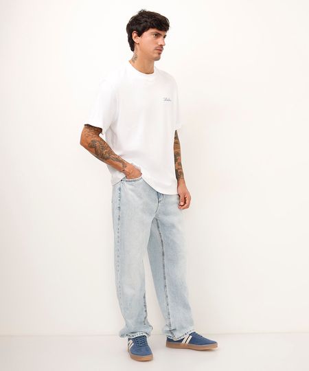 calça baggy jeans azul 36