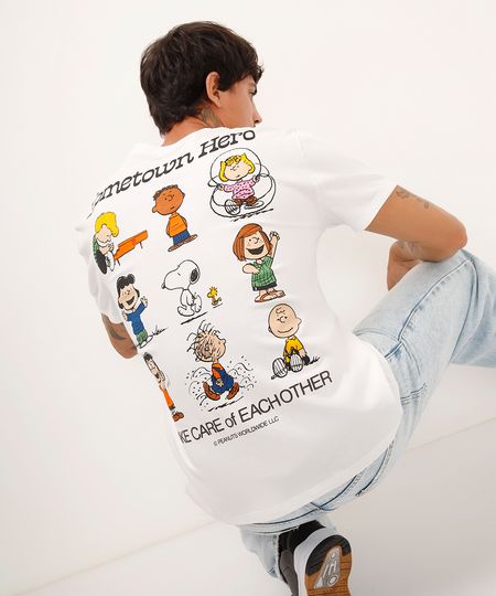 camiseta de algodão snoopy peanuts off white PP