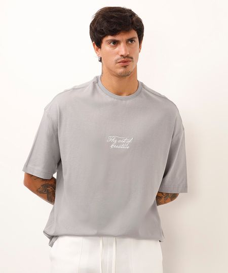 camiseta oversized de algodão the art of creative cinza M