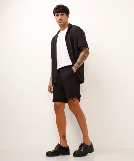 bermuda relaxed com bolso preta M