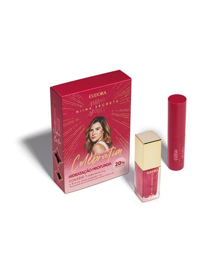 kit niina secrets hidra balm e lip oil shine flowers transparente UNICO