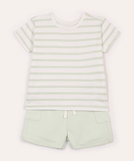 conjunto infantil curto listrado verde 4