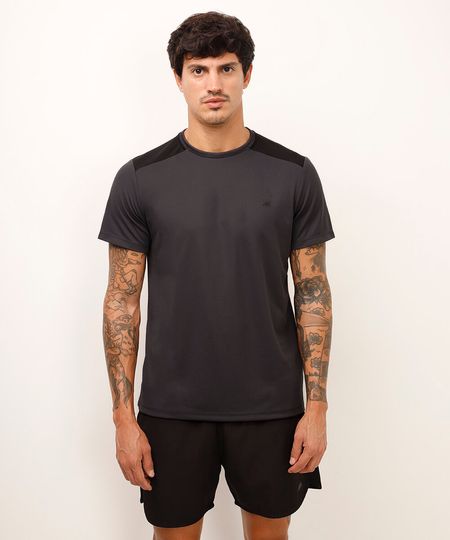 camiseta masculina esportiva ace manga curta com recorte bicolor cinza P