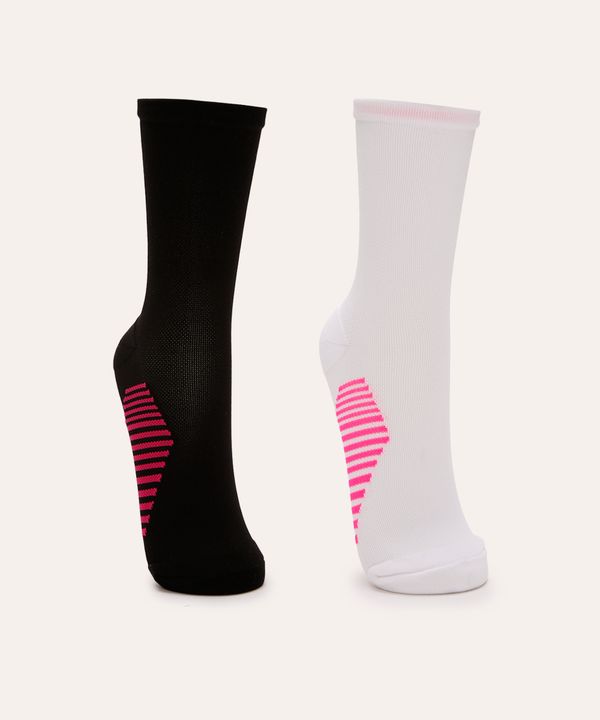 kit de 2 meias esportivas femininas cano longo preto 34-39