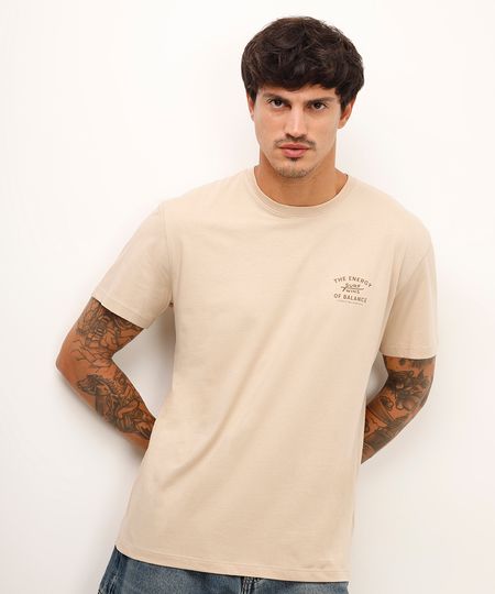 camiseta de algodão the energy of balance bege M