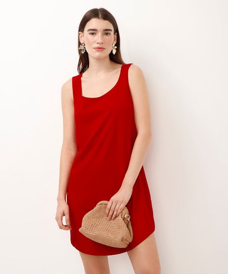 vestido curto de viscose decote redondo vermelho PP vestido curto de viscose decote redondo vermelho PP