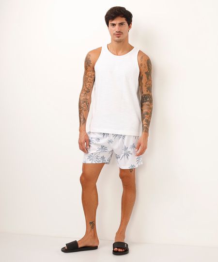 short de praia coqueiros branco M