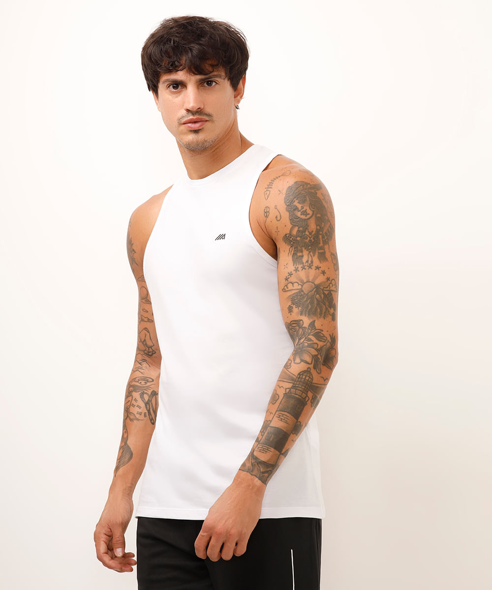 regata de algodão esportiva ace branca