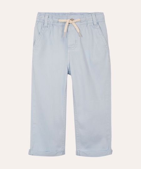 calça de sarja infantil com cós elástico - azul claro 4