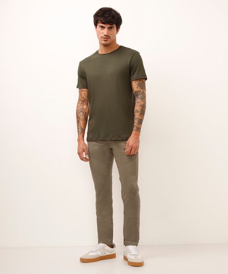 calça slim comfort masculina de sarja cinza 36