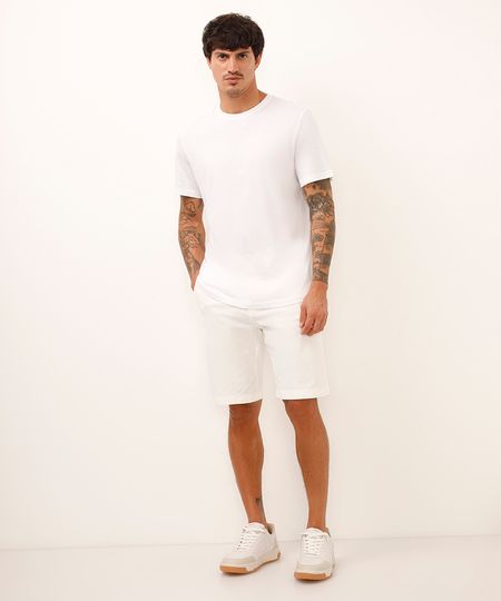 bermuda reta de sarja com bolsos chino branca 48 bermuda reta de sarja com bolsos chino branca 48