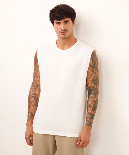 regata machão texturizada off white PP regata machão texturizada off white PP