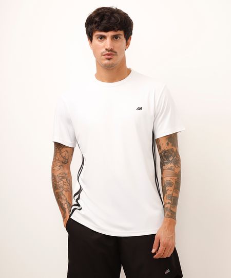 camiseta esportiva ace com listras branca G