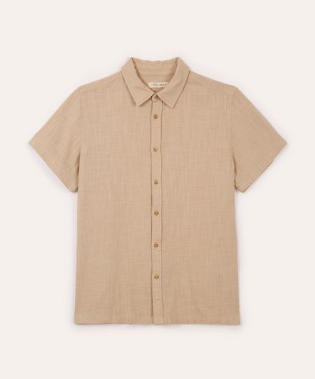 camisa juvenil de algodão com bolso manga curta bege 10
