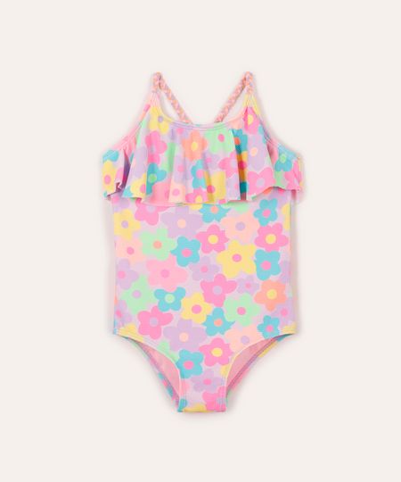 maiô infantil texturizado floral colorido 2 maiô infantil texturizado floral colorido 2