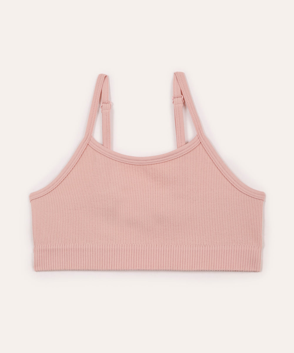 top de poliamida juvenil canelado rosa