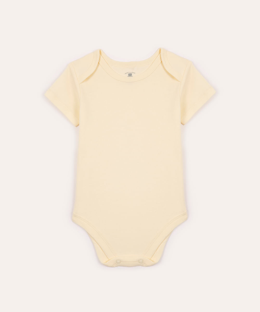 body de algodão infantil manga curta amarelo