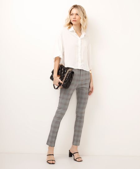 calça legging xadrez cinza 36 calça legging xadrez cinza 36