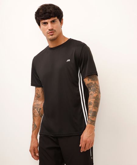 camiseta esportiva ace com listras preta P