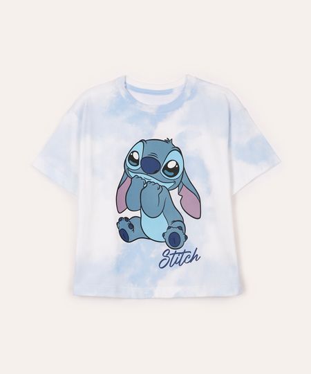 camiseta de algodão infantil stitch tie dye azul 6