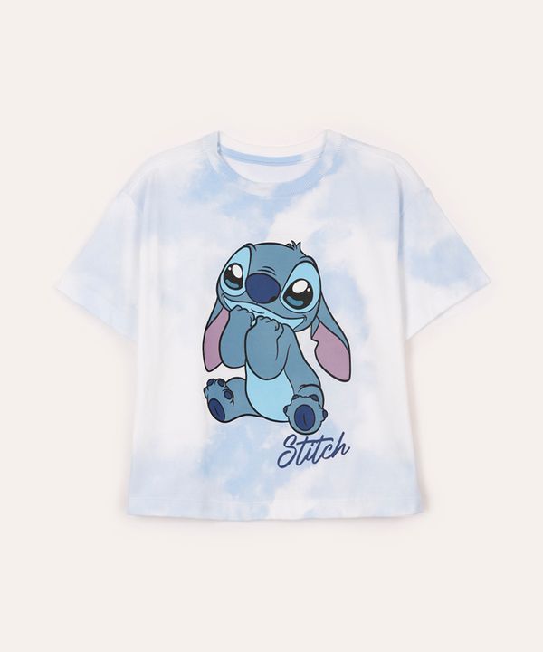 camiseta de algodão infantil stitch tie dye azul 10