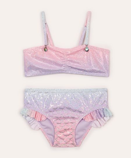 biquíni infantil sereia com babado holográfico lilás 10 biquíni infantil sereia com babado holográfico lilás 10
