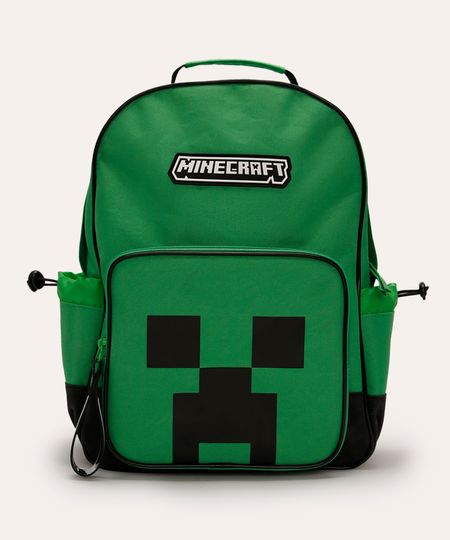 mochila infantil minecraft creeper verde UNICO