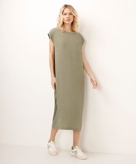 vestido midi muscle tee texturizado verde P