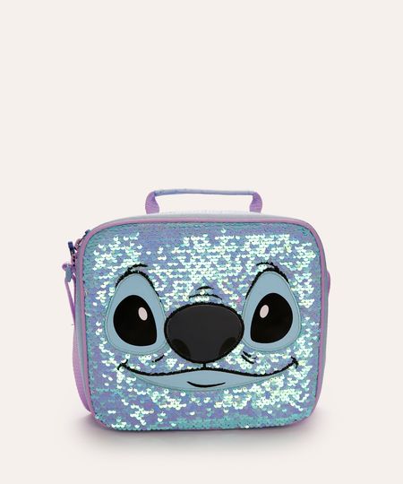 lancheira térmica stitch com paetês azul UNICO lancheira térmica stitch com paetês azul UNICO