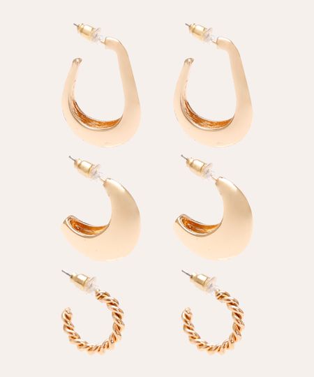 kit de 3 brincos argola dourado UNICO kit de 3 brincos argola dourado UNICO