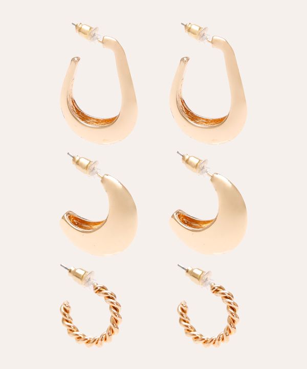 kit de 3 brincos argola dourado UNICO