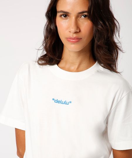 camiseta de algodão delulu mindset off white P