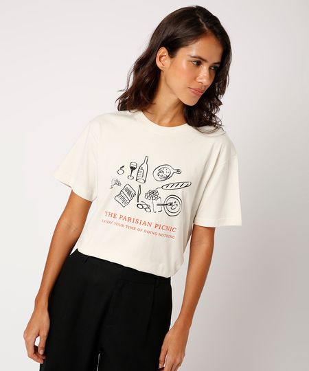 camiseta de algodão the parisian picnic mindset off white PP