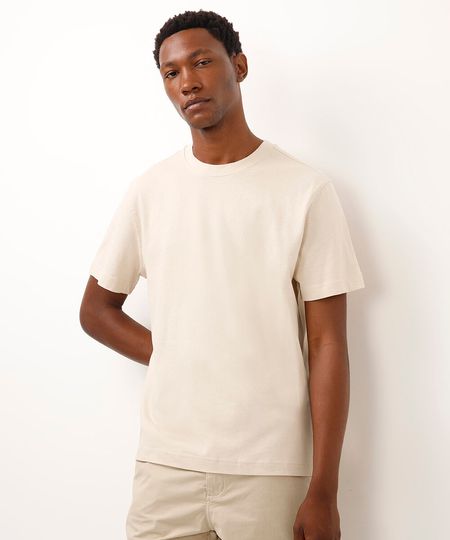 camiseta de algodão manga curta bege GG