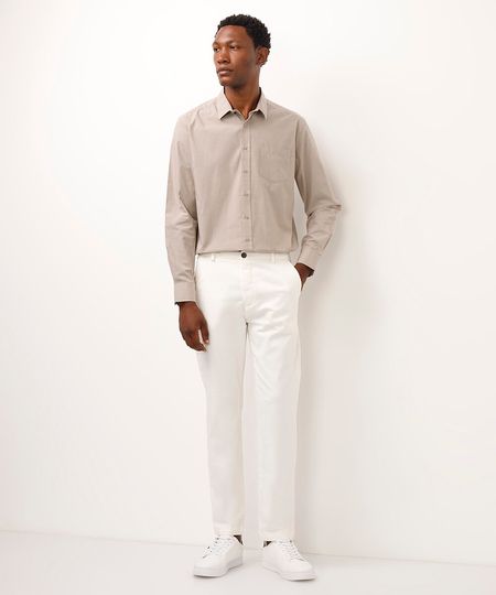 calça social slim de sarja bolso chino off white 50