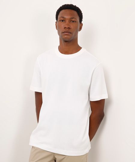 camiseta de algodão manga curta branca P camiseta de algodão manga curta branca P