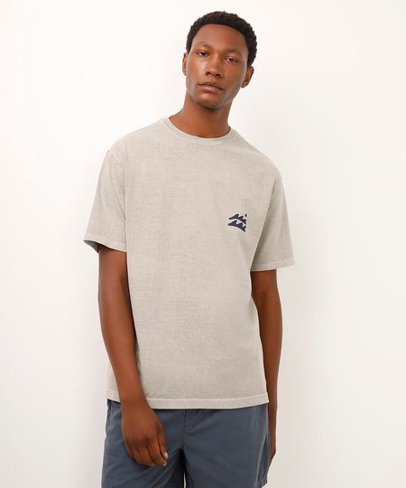 camiseta relaxed de algodão no bad waves cinza PP