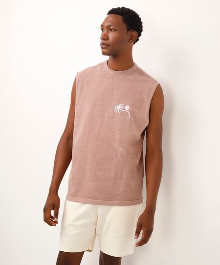 regata machão de algodão coqueiro rosa P regata machão de algodão coqueiro rosa P