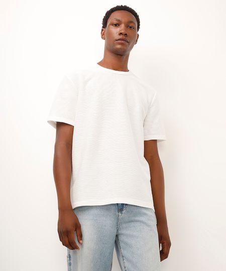 camiseta de algodão texturizada off white GG camiseta de algodão texturizada off white GG