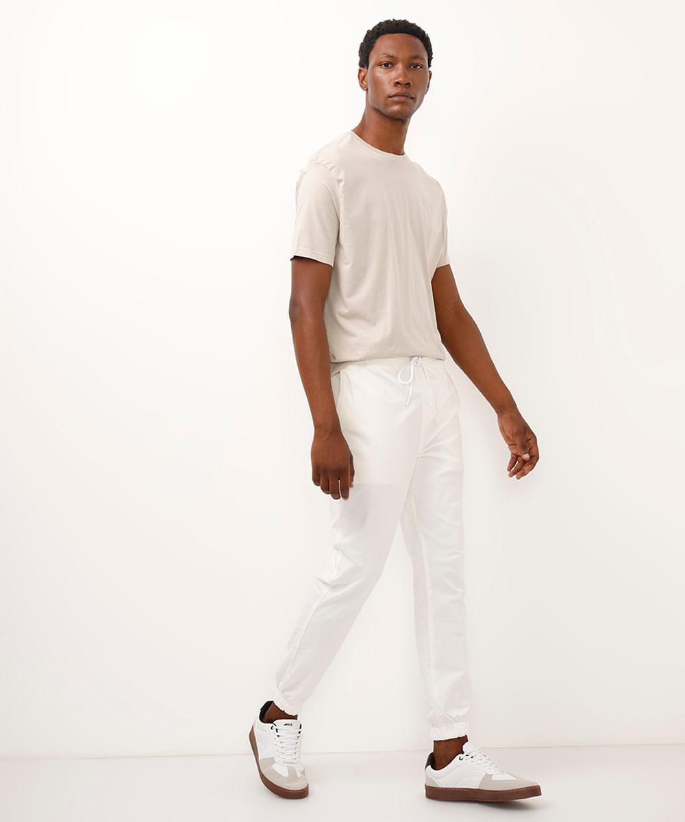 calça jogger de sarja off white