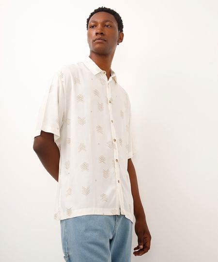 camisa relaxed de viscose folhagens - multicor G camisa relaxed de viscose folhagens - multicor G