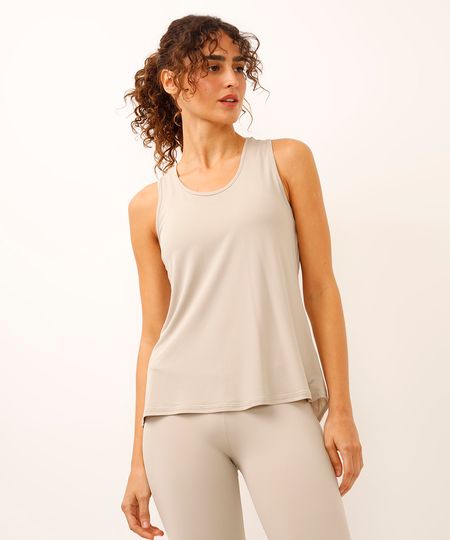 regata de poliamida com prega ace esportiva rosa - areia G regata de poliamida com prega ace esportiva rosa - areia G