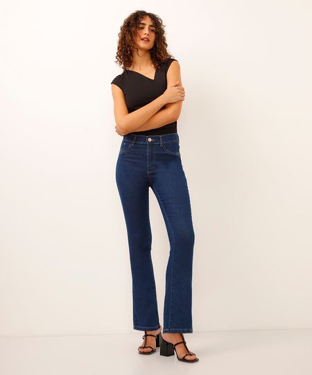 calça flare jeans sawary azul 44