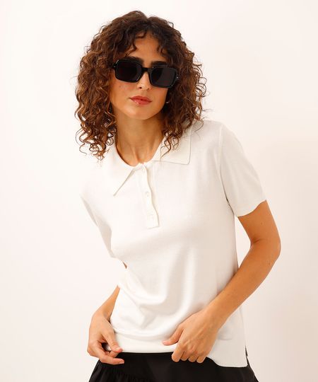 polo de tricot manga curta off white PP polo de tricot manga curta off white PP