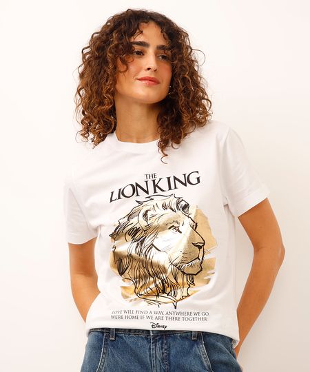 camiseta de algodão o rei leão off white P camiseta de algodão o rei leão off white P