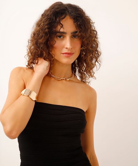 top sem manga de tricot canelado preto G