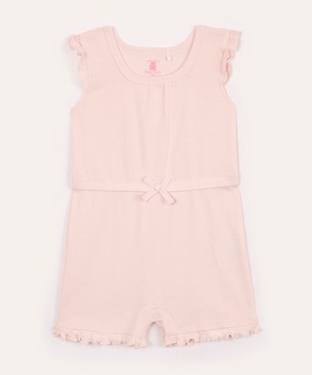 macacão curto infantil lacinho e babado rosa 12-18 macacão curto infantil lacinho e babado rosa 12-18